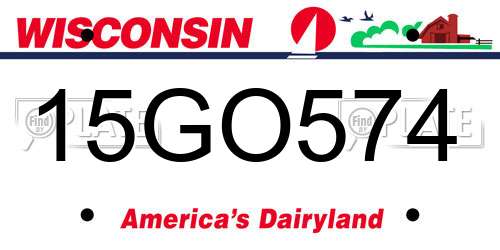 15GO574 Wisconsin License Plate