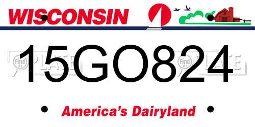 15GO824 Wisconsin License Plate