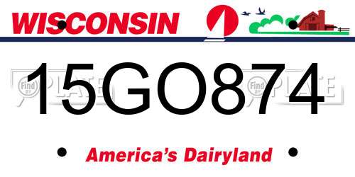 15GO874 Wisconsin License Plate