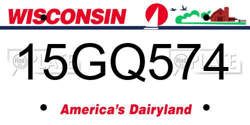 15GQ574 Wisconsin License Plate
