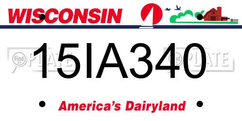 15IA340 Wisconsin License Plate