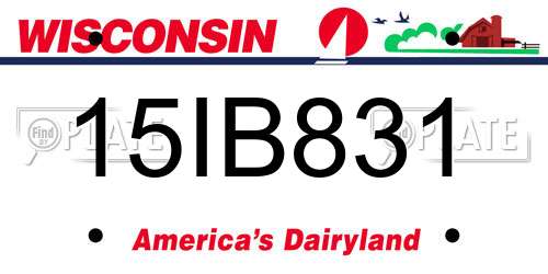 15IB831 Wisconsin License Plate