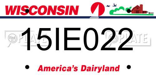15IE022 Wisconsin License Plate