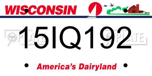15IQ192 Wisconsin License Plate