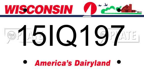 15IQ197 Wisconsin License Plate