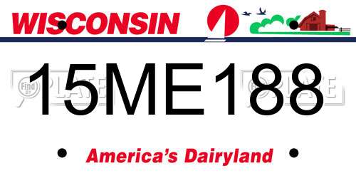 15ME188 Wisconsin License Plate