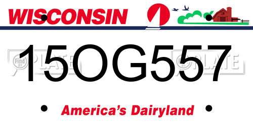 15OG557 Wisconsin License Plate