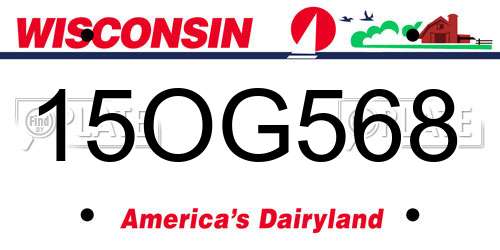 15OG568 Wisconsin License Plate