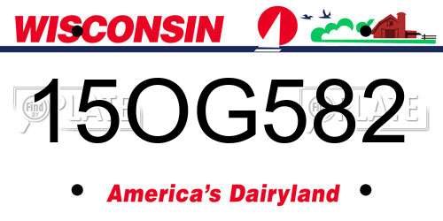 15OG582 Wisconsin License Plate