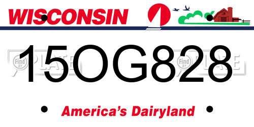 15OG828 Wisconsin License Plate