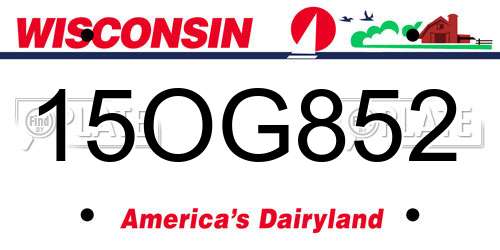 15OG852 Wisconsin License Plate