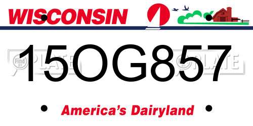 15OG857 Wisconsin License Plate