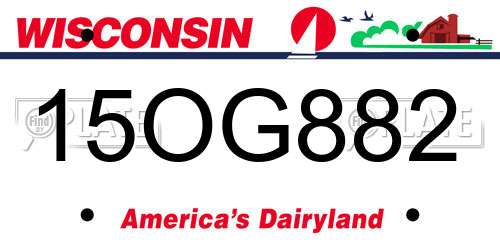 15OG882 Wisconsin License Plate