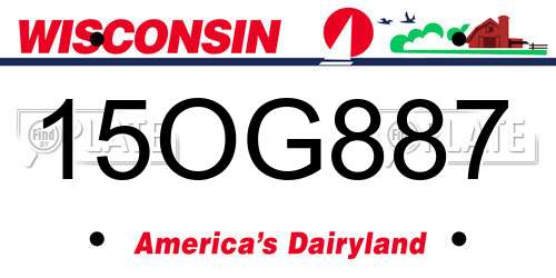 15OG887 Wisconsin License Plate