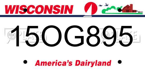 15OG895 Wisconsin License Plate