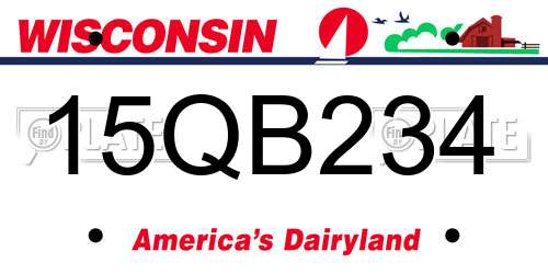 15QB234 Wisconsin License Plate