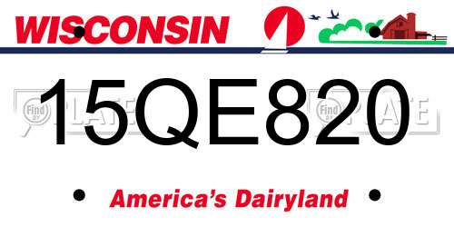 15QE820 Wisconsin License Plate