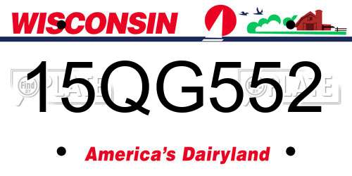 15QG552 Wisconsin License Plate