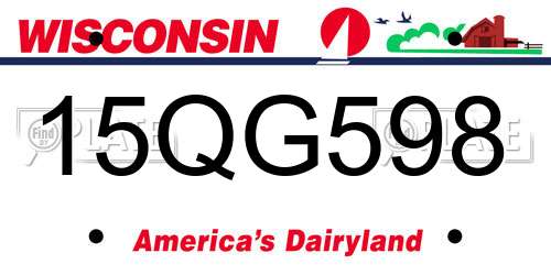 15QG598 Wisconsin License Plate