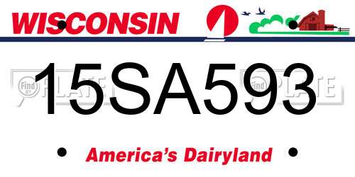 15SA593 Wisconsin License Plate