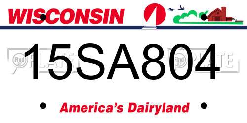 15SA804 Wisconsin License Plate