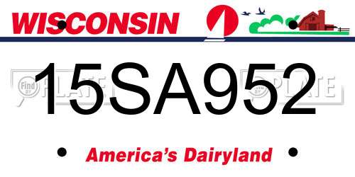 15SA952 Wisconsin License Plate