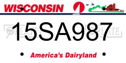 15SA987 Wisconsin License Plate