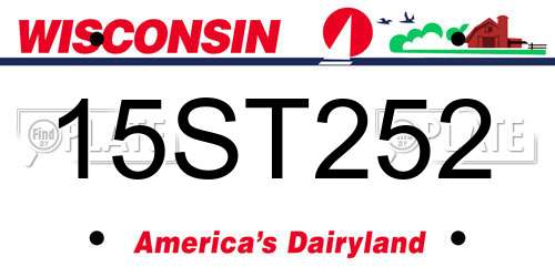 15ST252 Wisconsin License Plate