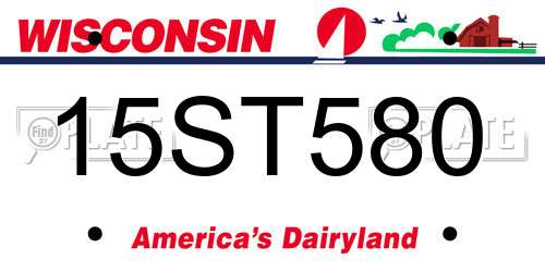 15ST580 Wisconsin License Plate