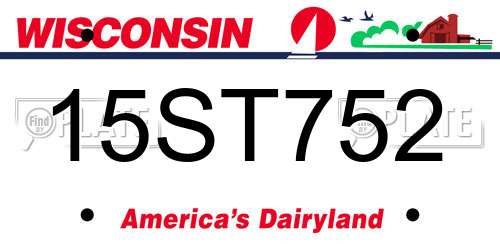 15ST752 Wisconsin License Plate