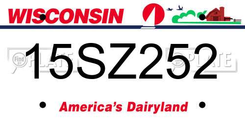 15SZ252 Wisconsin License Plate