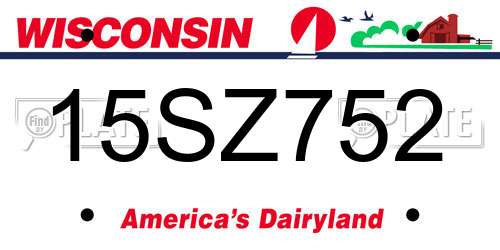 15SZ752 Wisconsin License Plate