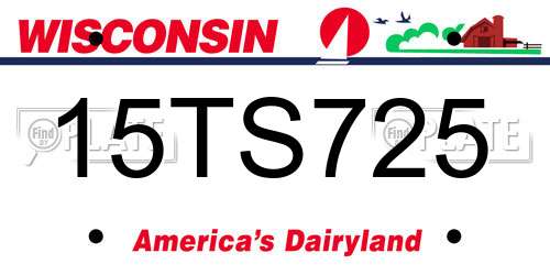 15TS725 Wisconsin License Plate