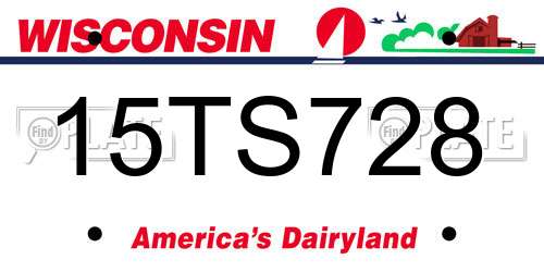 15TS728 Wisconsin License Plate