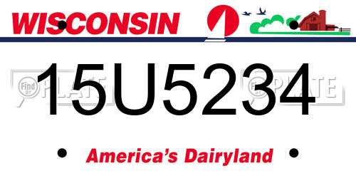 15U5234 Wisconsin License Plate