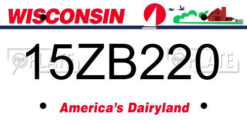 15ZB220 Wisconsin License Plate
