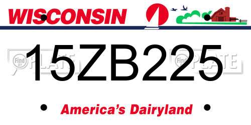 15ZB225 Wisconsin License Plate