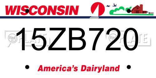 15ZB720 Wisconsin License Plate