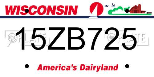 15ZB725 Wisconsin License Plate