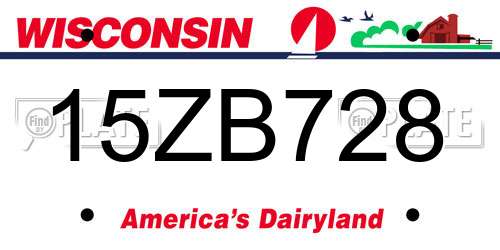 15ZB728 Wisconsin License Plate