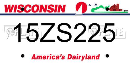 15ZS225 Wisconsin License Plate