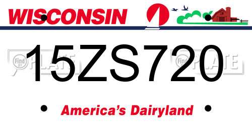 15ZS720 Wisconsin License Plate