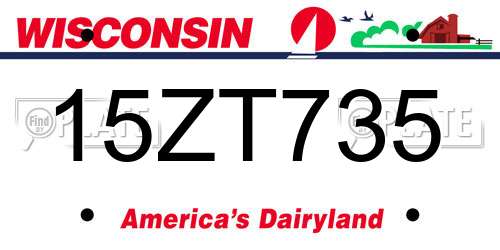 15ZT735 Wisconsin License Plate
