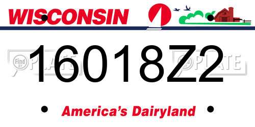 16018Z2 Wisconsin License Plate