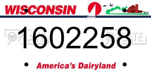 1602258 Wisconsin License Plate