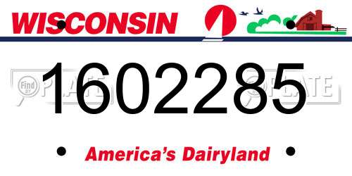 1602285 Wisconsin License Plate