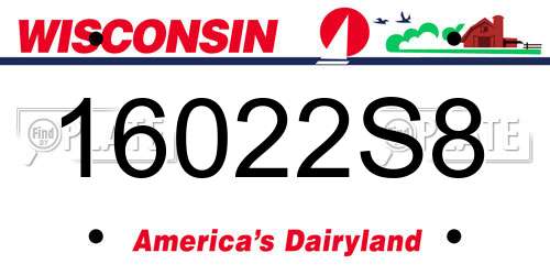 16022S8 Wisconsin License Plate