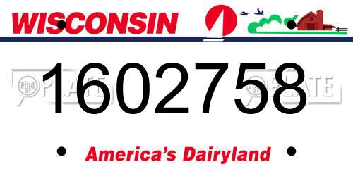 1602758 Wisconsin License Plate
