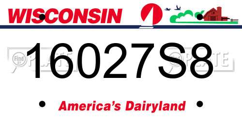 16027S8 Wisconsin License Plate