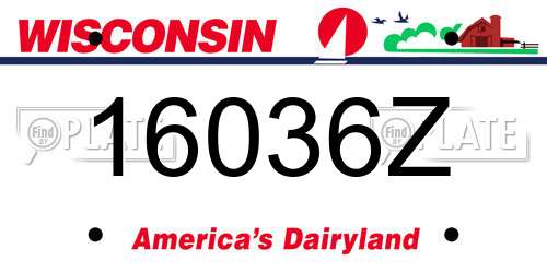 16036Z Wisconsin License Plate